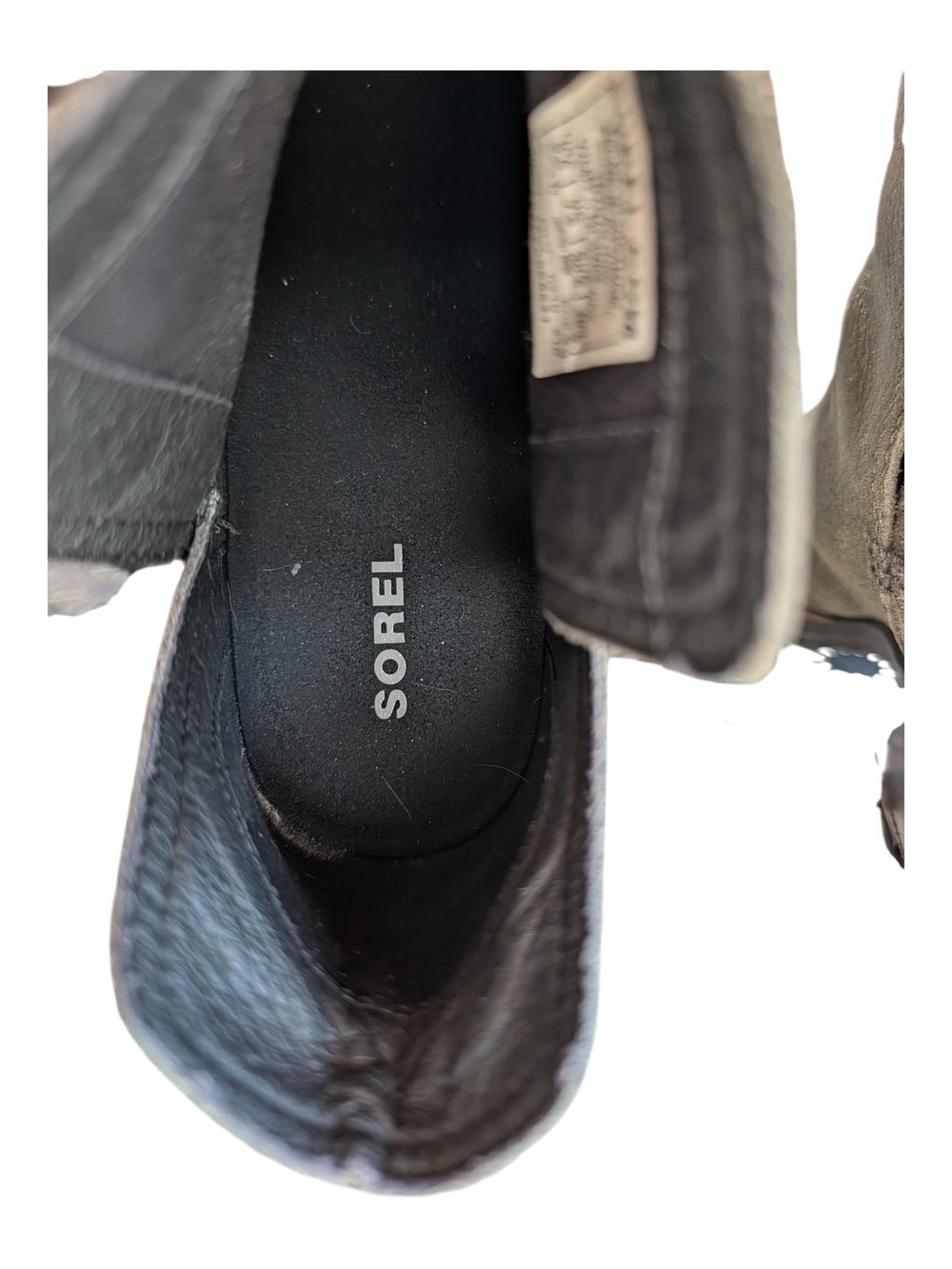 Sorel Gray/Black Leather Ankle Booties with Block Heel - Picture 7 of 10